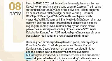 Erzurum'da izinsiz pankart asan 4 kişi gözaltına alındı