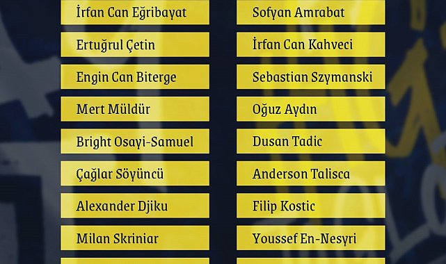 Fenerbahçe'nin Hatayspor maçı kamp kadrosu açıklandı