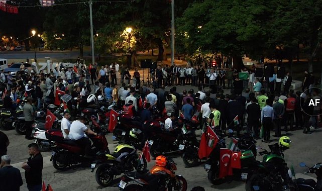 Gaziantep'te motosiklet sürücüleri İsrail'i protesto etti