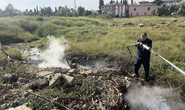 Gazipaşa'daki otluk yangını büyümeden söndürüldü
