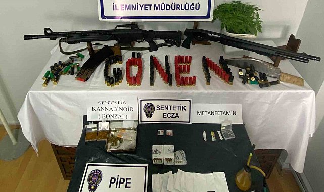 Gönen'de uyuşturucu ve silah operasyonu