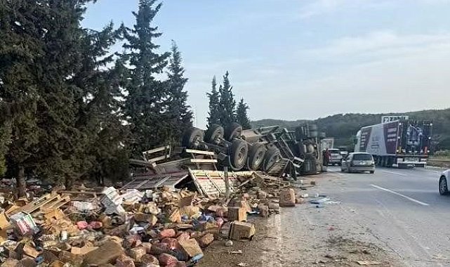 İki tır ve bir otomobilin karıştığı kazada otoyol savaş alanına döndü