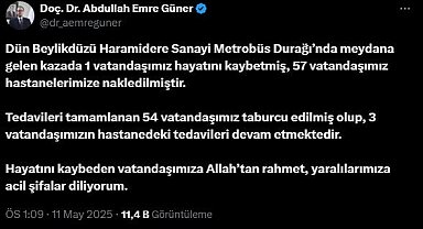 İl Sağlık Müdürü Güner: "Metrobüs kazasında 1 vatandaşımız hayatını kaybetti, 57 vatandaşımız yaralandı"