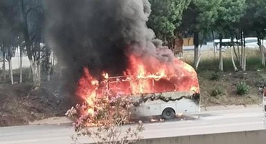 İşçi servisi alev alev yandı