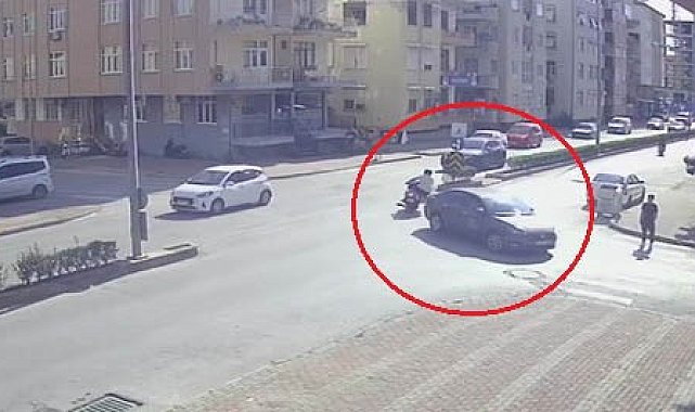 Kaza yapan motosikletliyi kaskı kurtardı