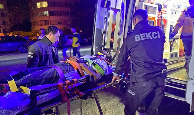 Köprüden beton zemine düştü, vinçle kurtarıldı