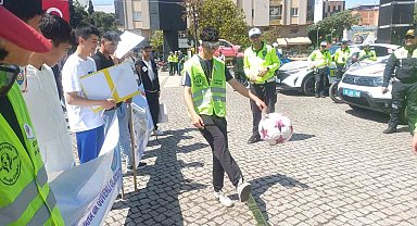 Manisa'da öğrenciler alkol gözlüğü takıp penaltı kullandı
