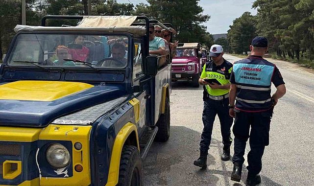 Marmaris'te Jeep Safari araçlarına Jandarma denetimi