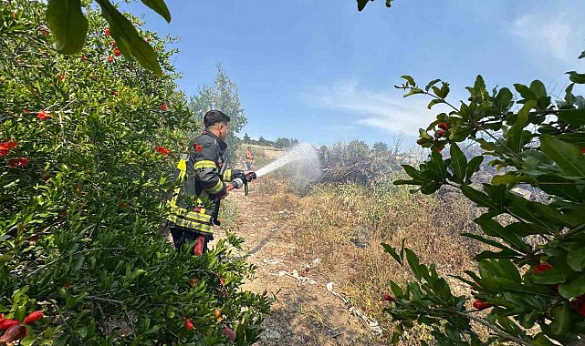 Mersin'de çalılık yangını bahçeye sıçramadan söndürüldü