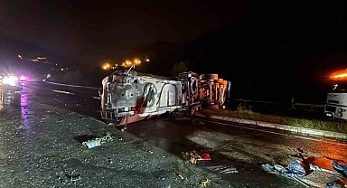 Osmaniye'de mazot yüklü tanker devrildi