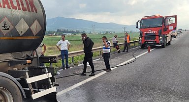 Osmaniye'de seyir halindeki tanker yandı