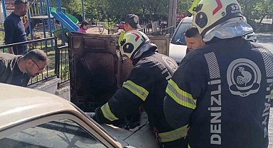 Park halindeki otomobilde çıkan yangını korkuttu