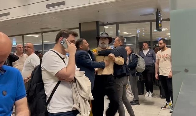 Restoran işletmecisi Cüneyt Asan'ın havalimanında yolcuyla tartıştığı anlar kamerada