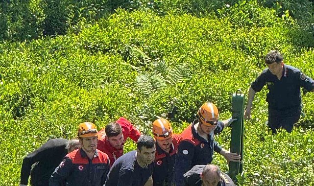 Rize'de çay bahçesinden yuvarlanan şahıs AFAD tarafından kurtarıldı