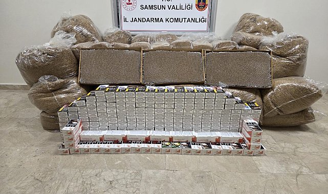 Samsun'da 1 ton kaçak tütün ve 60 bin dolu makaron ele geçirildi