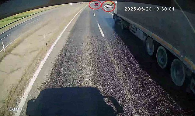 Şerit ihlalinin kazaya neden olduğu anlar kamerada