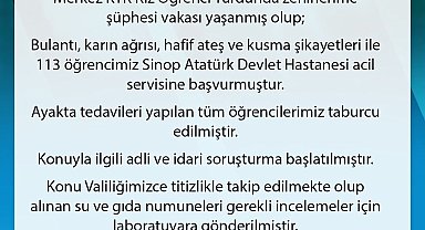 Sinop'ta 113 öğrenci zehirlenme şüphesiyle hastaneye başvurdu