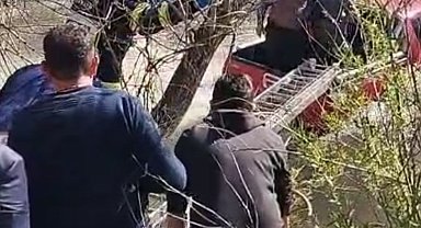 Sürücü aracıyla dereye uçtu