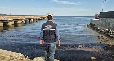 Tekirdağ'da denizin rengi değişti, ağır koku yayıldı