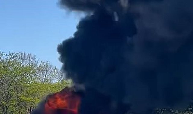 TEM Otoyolu'nda bir otomobil alev alev yandı