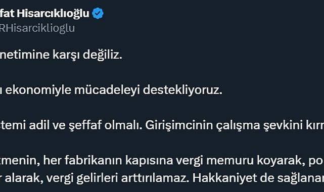 TOBB Başkanı Hisarcıklıoğlu: "Vergi sistemi adil ve şeffaf olmalı"