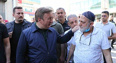 Vali Aydoğdu, Buğday Meydanı esnafına geçmiş olsun dileklerini iletti