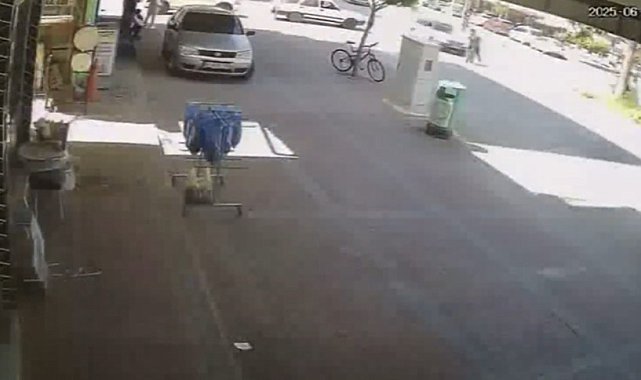 Aniden yola fırlayan bisikletli karşısında sürücünün son anda ki tepkisi kameraya yansıdı