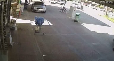 Aniden yola fırlayan bisikletli karşısında sürücünün son anda ki tepkisi kameraya yansıdı