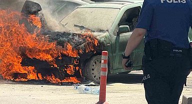 Ankara'da bir araç alev alev yandı