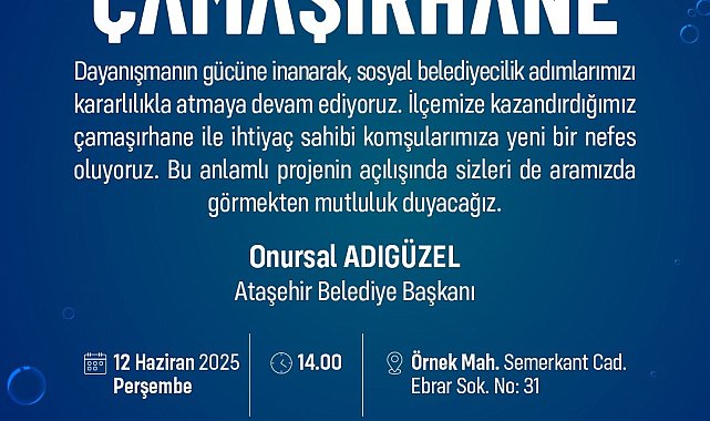 Ataşehir Belediyesi'nden ücretsiz çamaşırhane hizmeti