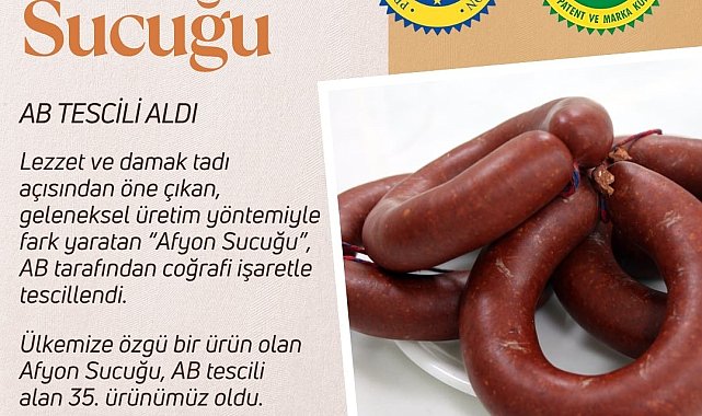 Bakan Yumaklı: "Afyon sucuğu', Avrupa Birliği'nden coğrafi işaret tescili alarak 35. tescilli ürünümüz oldu"