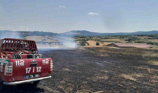 Bayramiç'te tarım arazisinde çıkan yangın kontrol altına alındı