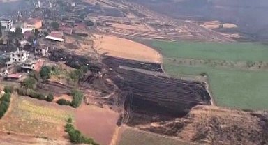 Bilecik'te kısmen kontrol altına alına yangının bıraktığı tahribat havadan görüntülendi