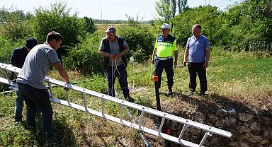 Burdur'da kuyuya düşen köpek 45 dakikalık operasyonla kurtarıldı