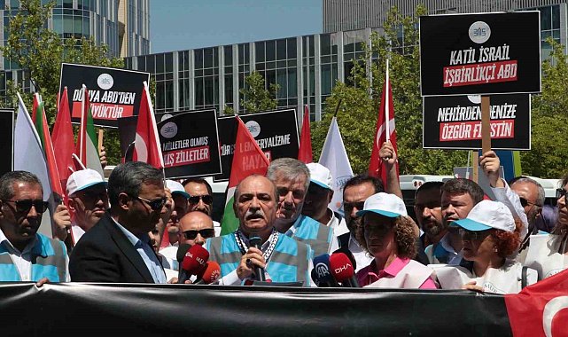 Büro Memur-sen'den ABD Büyükelçiliği önünde siyah çelenkli protesto