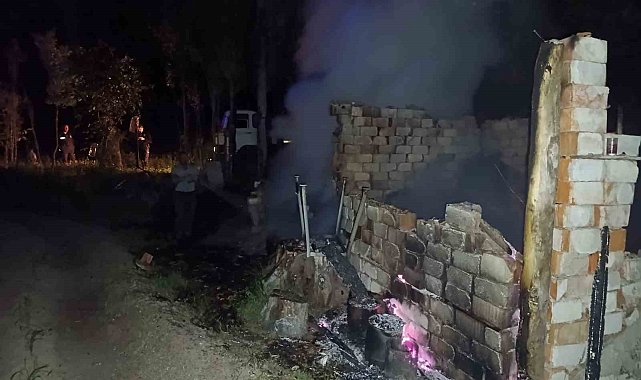 Çankırı'da kavak ağaçları ve baraka alevlere teslim oldu