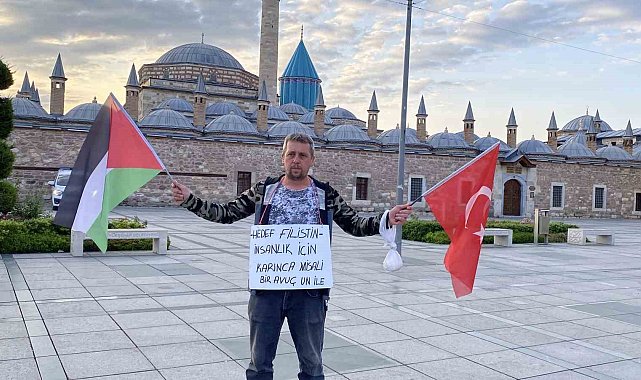Çocuklarını bırakıp çocuklar ölmesin, savaş bitsin diye çıktığı Gazze yürüyüşünde Babalar Günü'nde Konya'ya ulaştı