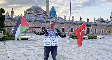 Çocuklarını bırakıp çocuklar ölmesin, savaş bitsin diye çıktığı Gazze yürüyüşünde Babalar Günü'nde Konya'ya ulaştı