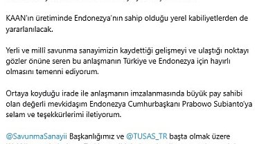 Cumhurbaşkanı Erdoğan duyurdu: Türkiye'den Endonezya'ya 48 KAAN'lık tarihi ihracat
