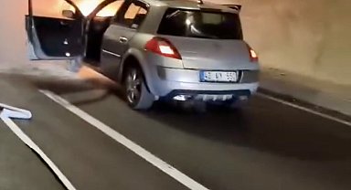 Demirkapı Tüneli'nde alev alan otomobil kullanılamaz hale geldi