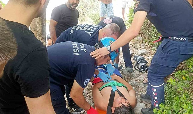 Dörtyol'da ayağı kayalıklara sıkışan şahıs yaralandı