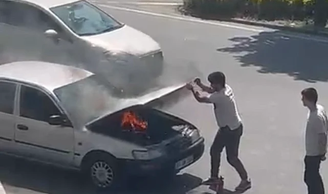 Düzce'de otomobil yangını paniğe neden oldu