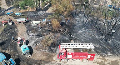 Eber Gölü yanındaki tarım arazilerinde yangın çıktı