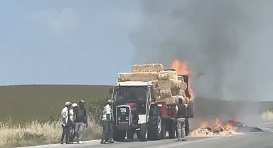 Edirne'de balya yüklü römorkta yangın çıktı