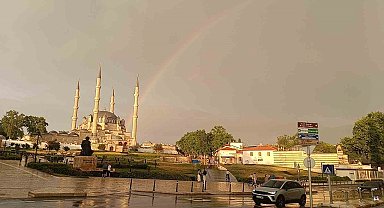 Edirne'de yağmur sonrası gökkuşağı şöleni