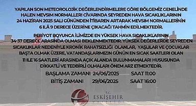Eskişehir Valiliği'nden yüksek sıcaklık uyarısı