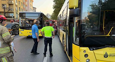 Eyüpsultan'da aynı yerde iki İETT otobüsü kazası: Motosiklet altında kaldı, bir aileye arkadan çarptı