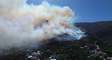 Hatay'daki orman yangınına havadan ve karadan müdahale dron ile görüntülendi
