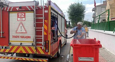 Karaman'da çöp konteynerinde yangın çıktı