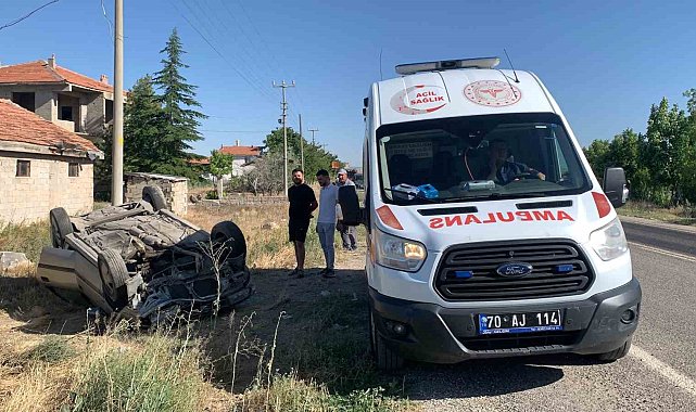 Karaman'da otomobil takla attı: 1 yaralı